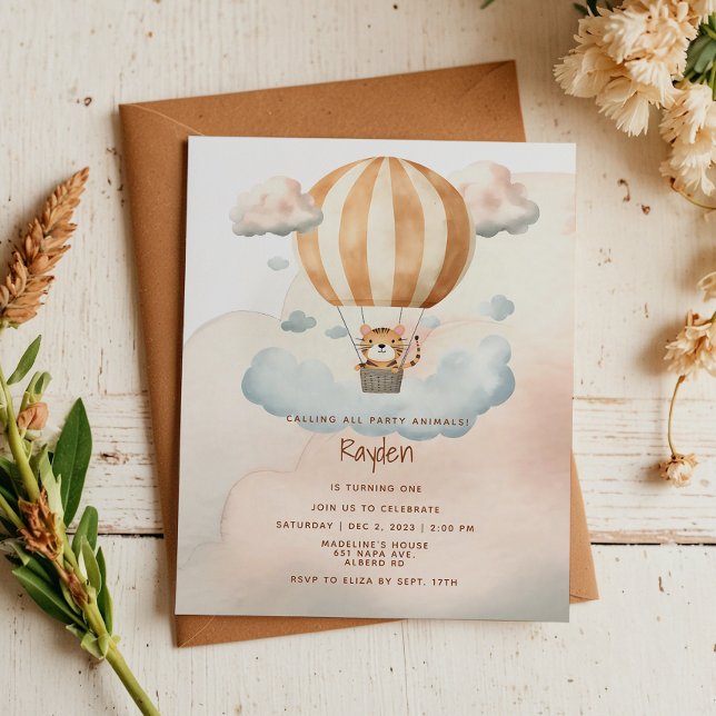 BUDGET Cute Tiger Hot Air balloon 1st Birthday  (Creator Uploaded)