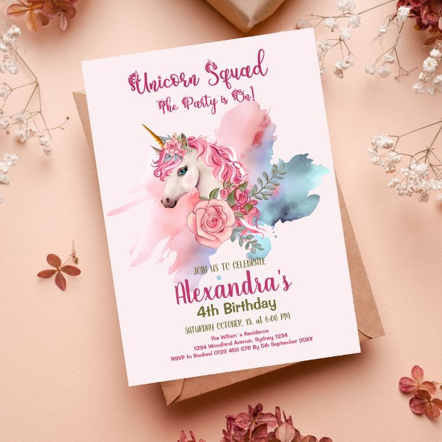 Budget Cute Unicorn Rainbow Birthday Party Flyer (Creator Uploaded)