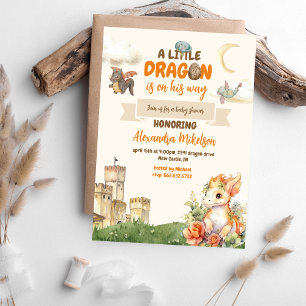 Budget Cute Watercolor Dragon Baby Shower Flyer