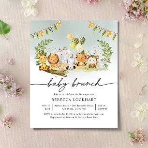 Budget Cute Wild Animals Boy Baby Brunch Invite