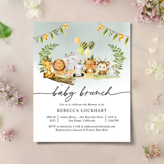 Budget Cute Wild Animals Boy Baby Brunch Invite (Creator Uploaded)