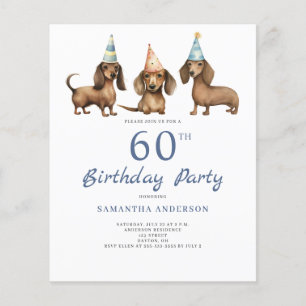 Budget Dachshund Dog 60th Birthday Invitation
