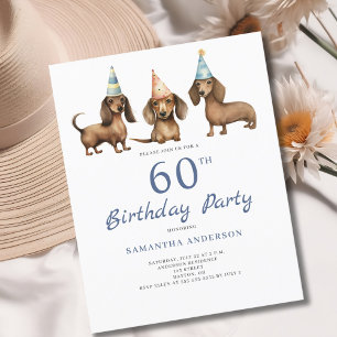 Budget Dachshund Dog 60th Birthday Invitation Flyer