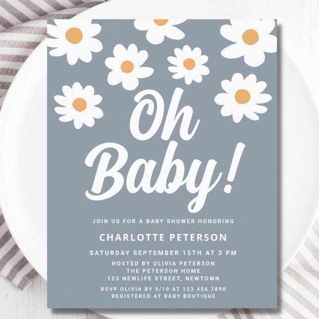 Budget Daisy Blue Baby Shower Invitation  (Creator Uploaded)