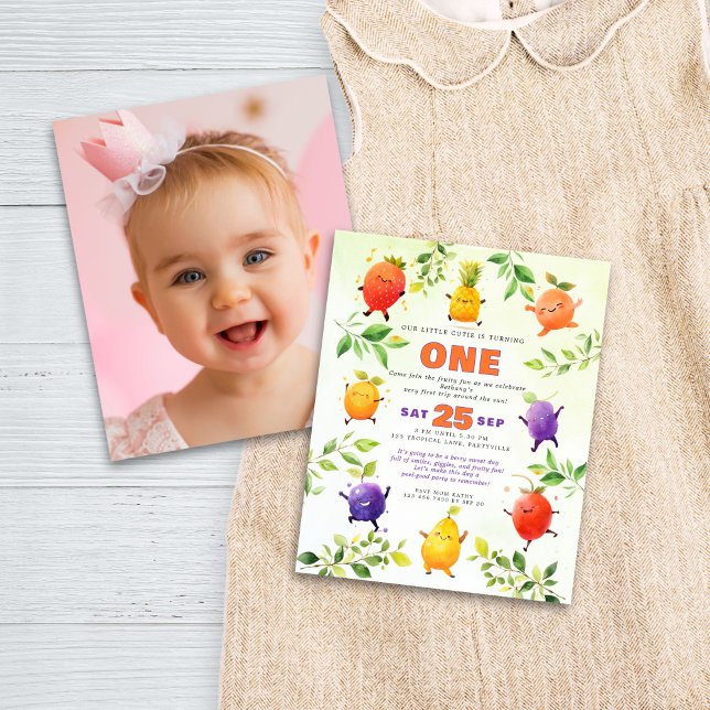 Budget Dancing Fruit 1st Birthday Party Photo  (Front and back view)