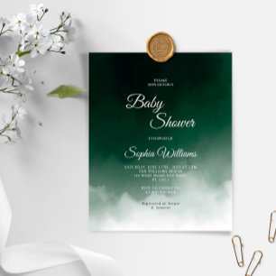 Budget Dark Green Modern Baby Shower Invitation