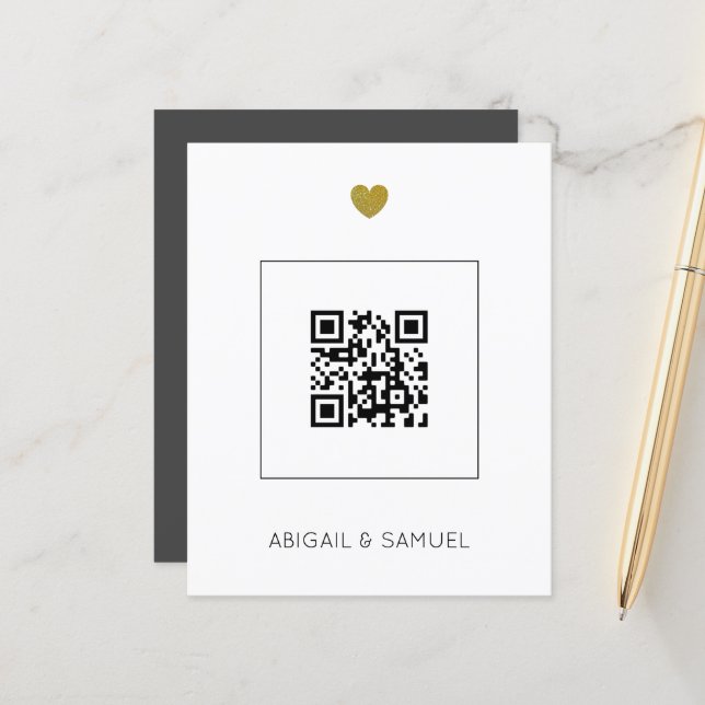 Budget Dark Grey QR Code All in One Wedding   (Front/Back In Situ)