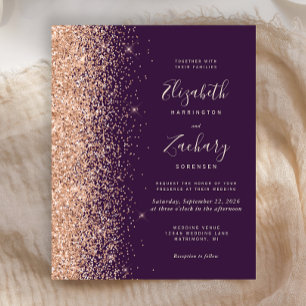 Budget Dark Purple Peach Faux Glitter Wedding