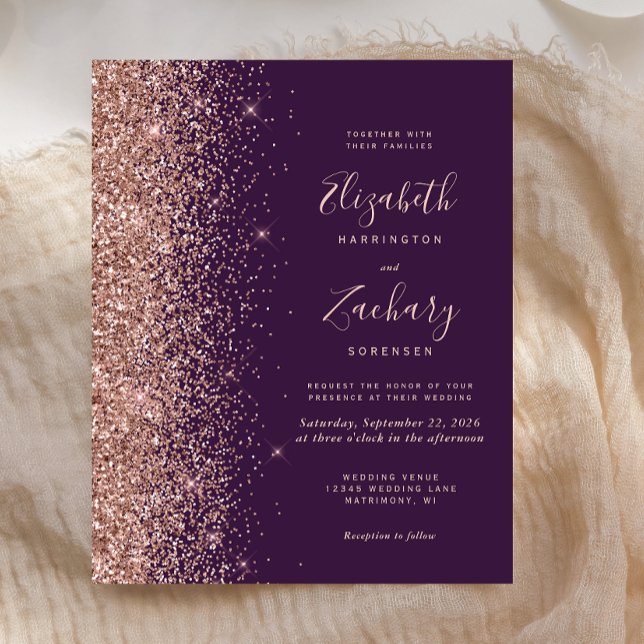 Budget Dark Purple Rose Gold Glitter Wedding (Creator Uploaded)