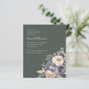 Budget Dark Sage Watercolor Floral Shower Invite