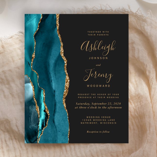 Budget Dark Teal Gold Agate Wedding (Creator Uploaded)