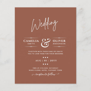 BUDGET Dark Terracotta Monochrome Wedding Flyer