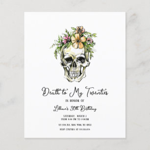 Budget Death to My 20s Floral Skull Invitation
