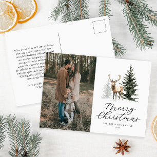 Budget Deer Family Photo Christmas Postcard
