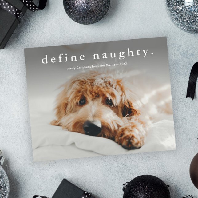 Budget Define Naughty Funny Pet Christmas Card (Funny Naughty Pet Photo Christmas Holiday Card.)