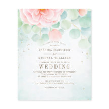 Budget Delicate Floral Wedding Invitation