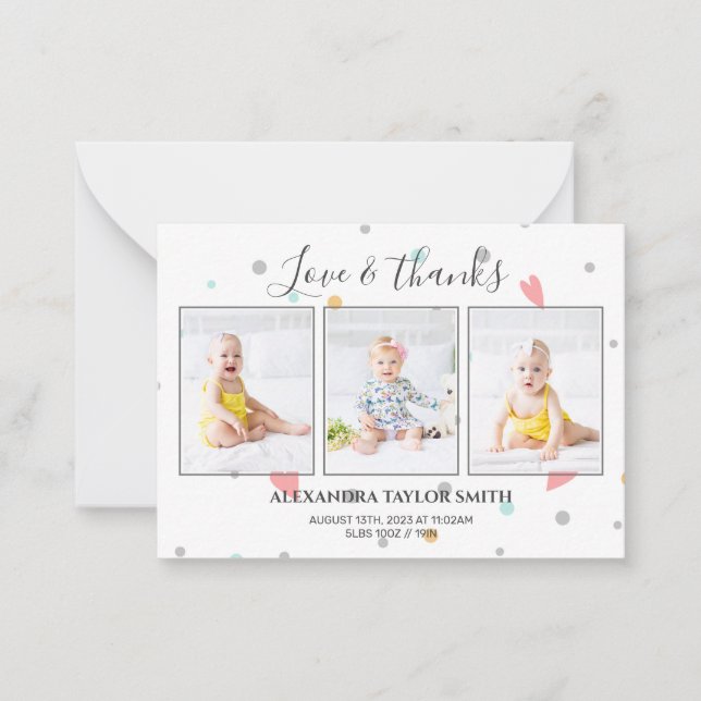  Budget Delicated Photo Baby Thank You Card (Front)