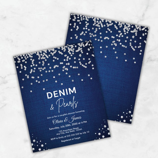 Budget Denim and Pearls Couple's Shower Invitation (Budget Denim and Pearls Couple's Shower Invitation )