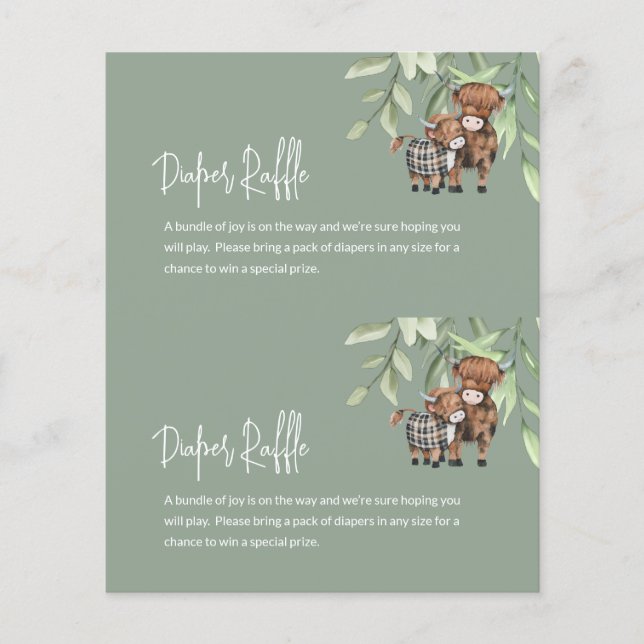 Budget Diaper Raffle Cow Greenery Card 2 in 1 (Front)