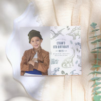 Budget Dinosaur Photo Birthday Party Invitation
