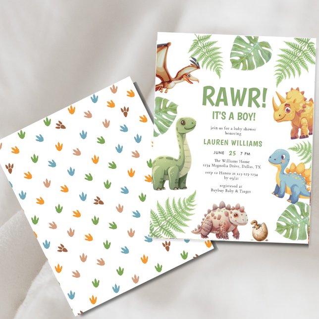 Budget Dinosaur Rawr Its A Boy Baby Shower Invite Flyer (Creator Uploaded)
