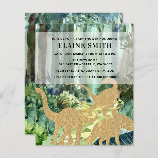 Budget  Dinosaur Unisex Baby Shower Invitation (Front/Back)
