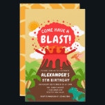 Budget Dinosaur Volcano Kids Birthday Invitation<br><div class="desc">Invite your guests to have a blast with this budget-friendly Dinosaur Volcano Kids Birthday Design. This design features an erupting volcano in a lush jungle with dinosaurs. The reverse is a pattern of Dinosaur spots. You can customise this further by clicking on the "PERSONALIZE" button. For further questions please contact...</div>