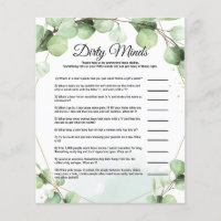 Budget Dirty Minds Bridal Shower Game Cards