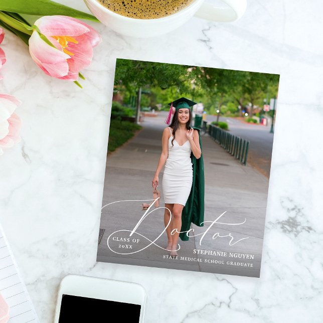 Budget Doctor Elegant Photo Graduate Announcement Flyer (Creator Uploaded)