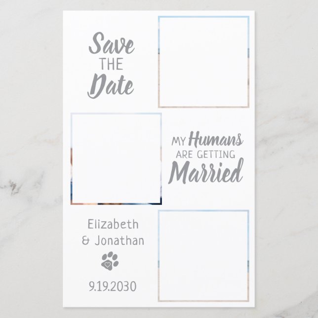 Budget Dog Wedding Photo Collage Save the Date (Front)