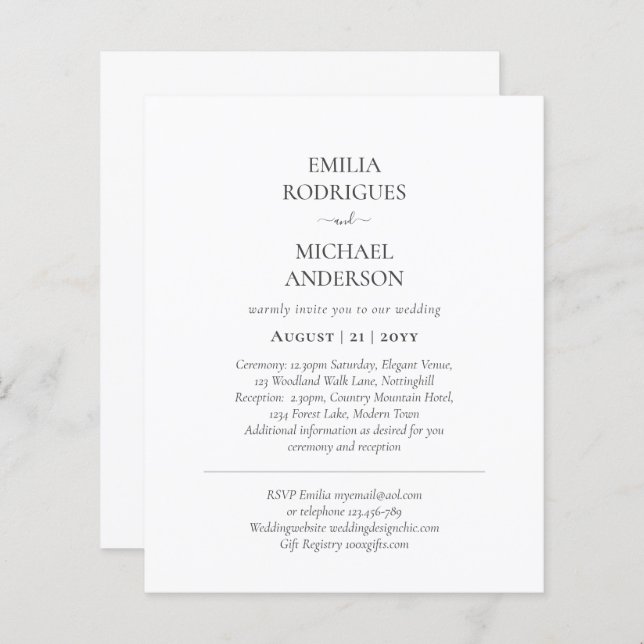 BUDGET Double-Sided BILINGUAL Text Only Wedding (Front/Back)