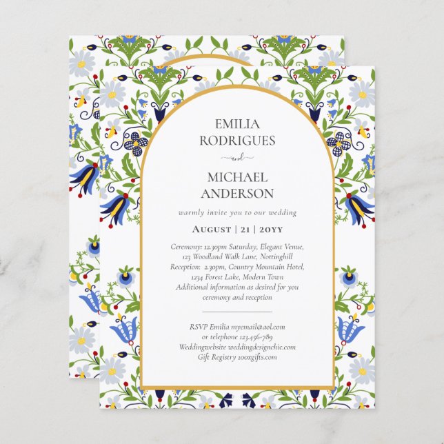 BUDGET Double Sided BILINGUAL Wedding Folk Art (Front/Back)