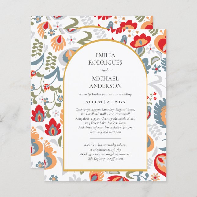 BUDGET Double Sided BILINGUAL Wedding Folk Art Fly (Front/Back)