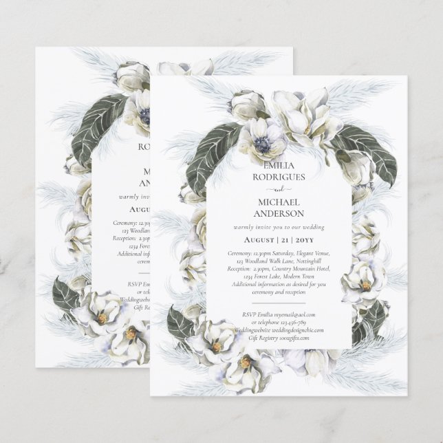 BUDGET Double Sided BILINGUAL Wedding White Floral (Front/Back)