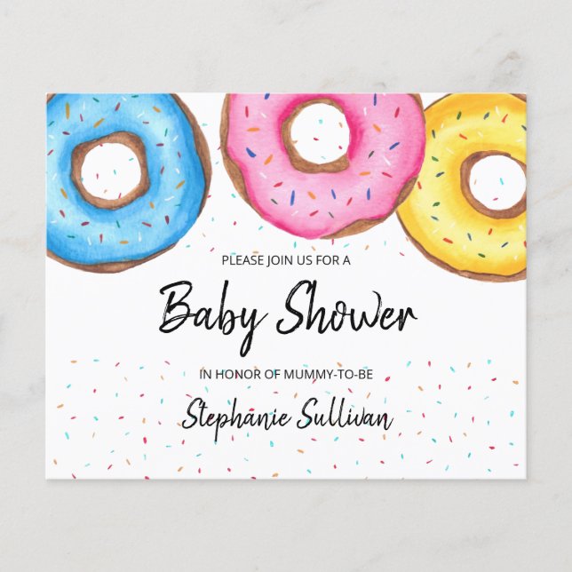 Budget Doughnuts Baby Shower Invitation (Front)