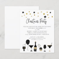 Budget Drinks Gold Black Christmas Party Invite