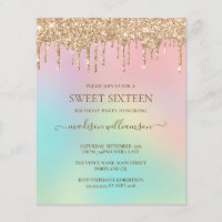  Budget Dripping Gold Glitter & Rainbow Sweet 16 