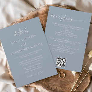 Budget Dusty Blue All In One Wedding QR Code