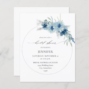 Budget Dusty Blue Boho Floral Ring Bridal Shower