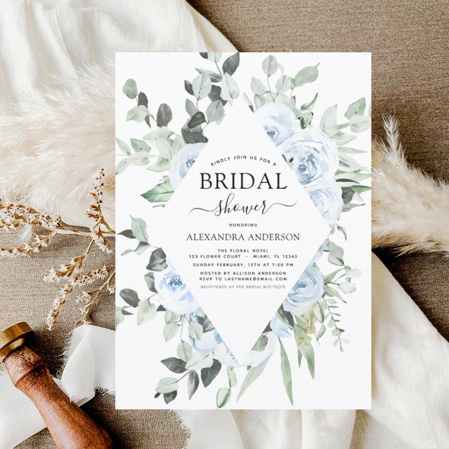 Budget Dusty Blue Bridal Shower Floral Greenery (Creator Uploaded)