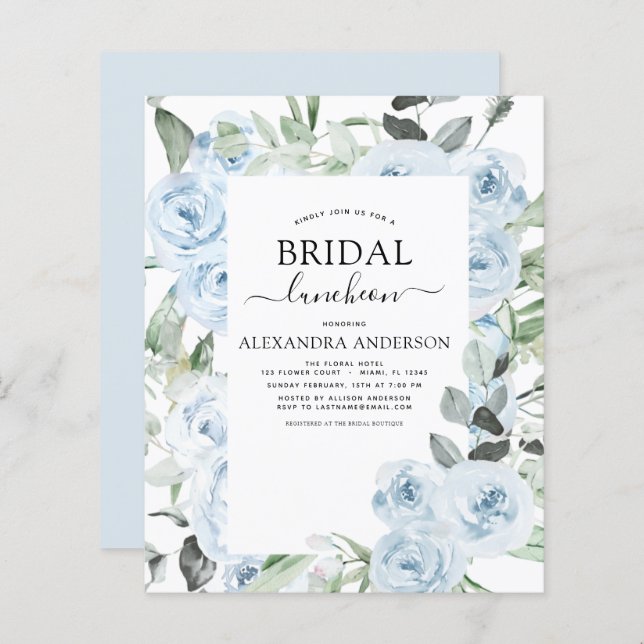 Budget Dusty Blue Bridal Shower Luncheon (Front/Back)