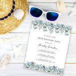 Budget Dusty Blue Floral 30th Birthday Invitation<br><div class="desc">Dusty blue peonies and wildflowers form a very pretty top and bottom borders on this birthday invitation</div>