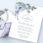 Budget Dusty Blue Floral 50th Birthday Invitation<br><div class="desc">A dusty blue peony and wildflowers decorate a pretty birthday invitation. Modern calligraphy adds to the Boho Vibe.</div>