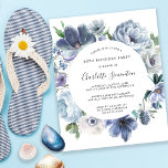 Budget Dusty Blue Floral 60th Birthday Invitation<br><div class="desc">Dusty blue peonies form a round frame around your birthday party details on this elegant budget invitation.</div>