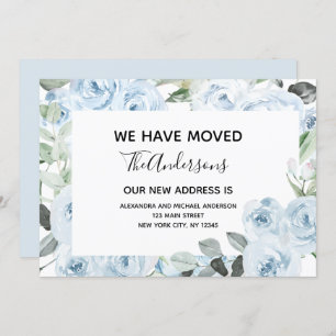 Budget Dusty Blue Floral Moving Announcement