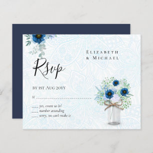 BUDGET Dusty Blue Floral RSVP Monochromatic