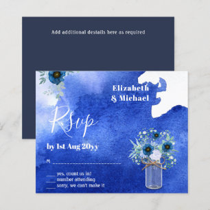 BUDGET Dusty Blue Floral RSVP Monochromatic