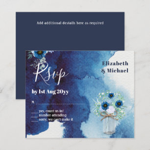 BUDGET Dusty Blue Floral RSVP Monochromatic