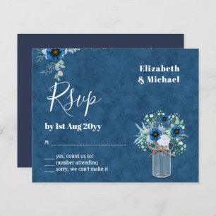 BUDGET Dusty Blue Floral RSVP Monochromatic
