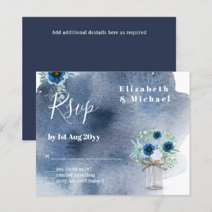 BUDGET Dusty Blue Floral RSVP Monochromatic